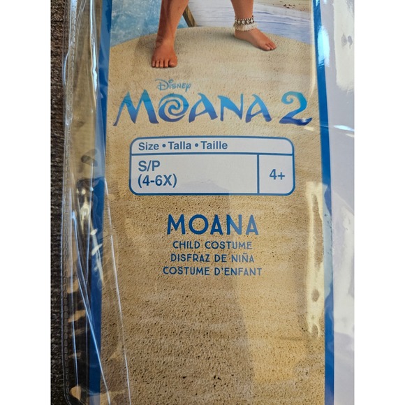 Disney Moana 2 Child Costume Dress Disguise Size S P 4-6X Halloween Princess NEW - Picture 3 of 9